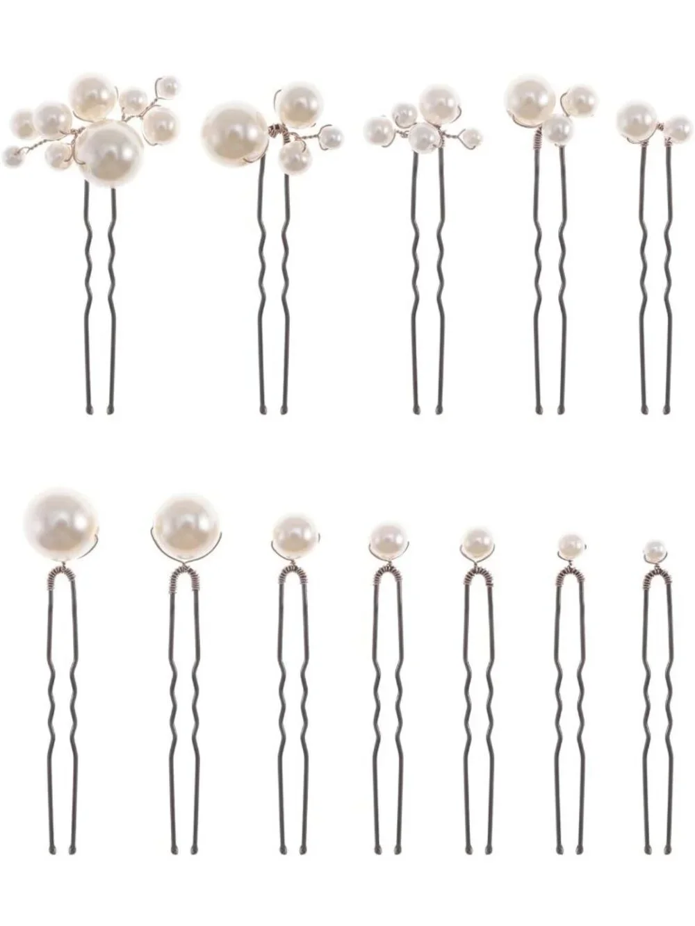 Elegant Pearl Bridal Hair Pins - 12 Handmade Wedding Accessories for Brides